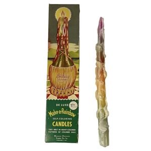 Vintage Emkay Make A Rainbow Colorful Candle 12” Melting Colors Hippie Boho NIB